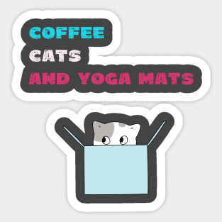 Coffee cats and yoga mats funny yoga and cat drawing Sticker